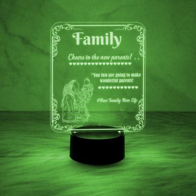 Congratulations Gift for New Parents | Acrylic Led Night Lamp with Automatic Color Changing Light with On/Off Touch Button